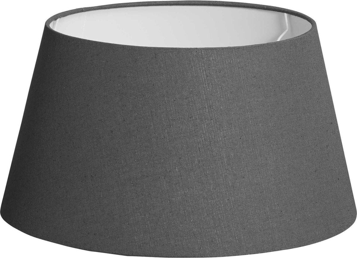 Lucy's Living Lampenkap Textiel - grijs - Ø40 x H 22 cm - verlichting - lamp onderdelen - wonen - tafellamp