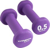 Wonder Core, Neoprene Dumbbell – 0,5 kg – Paars, gewichten, halters, dumbbells, krachttraining, set van 2