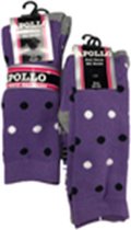 Apollo Skisokken Maat 35 - 38 - Stippen en Strepen - Paars - Wit - Grijs - 2 paar