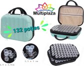 Luxe hardcase sorteerkoffer "MULTIPLAZA" met 132 potjes - LICHTGROEN - hobby - creatief - diamond painting - kralen - glitter - organiseren