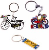 Sleutelhanger Set: Holland & Amsterdam Fiets - Souvenirs - 3 stuks