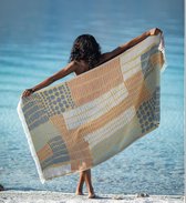 Fienzi - Nerite Hamamdoek - Yellow & Blue - Exclusive Turkish Peshtemal - 90 x 175 cm - Stranddeken, Strandlaken  - Hammam Towel, Beach Towel