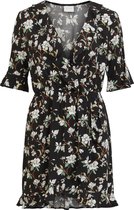 VILA VILANA DITSY S/S FLOUNCE WRAP DRESS Black Dames Jurk - Maat 36