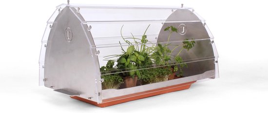 Kweekkas Kruiden - Greenhouse - Terracotta - RVS - Kweken - Planten - Natuur - Kas - Groeien - Cadeau - Indoor - Tuin