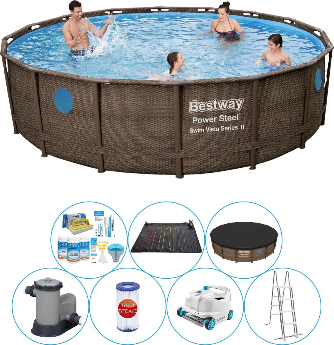 Power Steel Swim Vista ROND 549x122 cm - Zwembad Met Accessoires