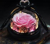 Onsterfelijke Roos in Glas – Donker Roze - Moederdag – Valentijn Cadeautje – Huwelijk – Roos in Glas – Decoratief - Cadeau