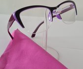 Leesbril +1.5 / bruine halfbril van metalen frame / metalen veerscharnier / bril op sterkte +1,5 / unisex leesbril met microvezeldoekje / dames en heren leesbril / XM131 bruin / lu