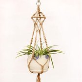 Macrame - Macramé - Planthanger - Hanger - Vintage - Bloempothanger - Woondecoratie - Landelijk - Decoratie - Handgemaakt - Handgeweven - Zandkleur