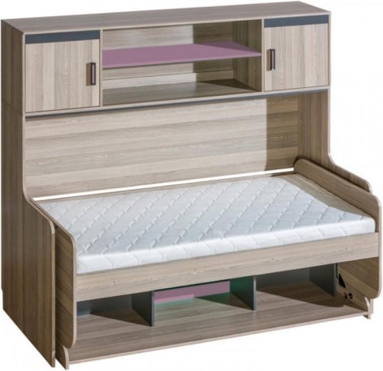 Maxima House - ULTIMO - Opklapbed / Bedkast Bed + Bureau + Kast - Paars - Maxima House