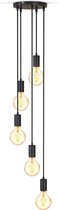 B.K.Licht - Zwarte Hanglamp - metalen - voor binnen - industriële - met 5 lichtpunten - eetkamer - slaapkamer - pendellamp - E27 fitting - excl. lichtbronnen