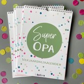 Verjaardagskalender - A4 - confetti - vrolijk - kalender - feest - familiekalender - verjaardag - inkollors - groen - opa - cadeau - kado