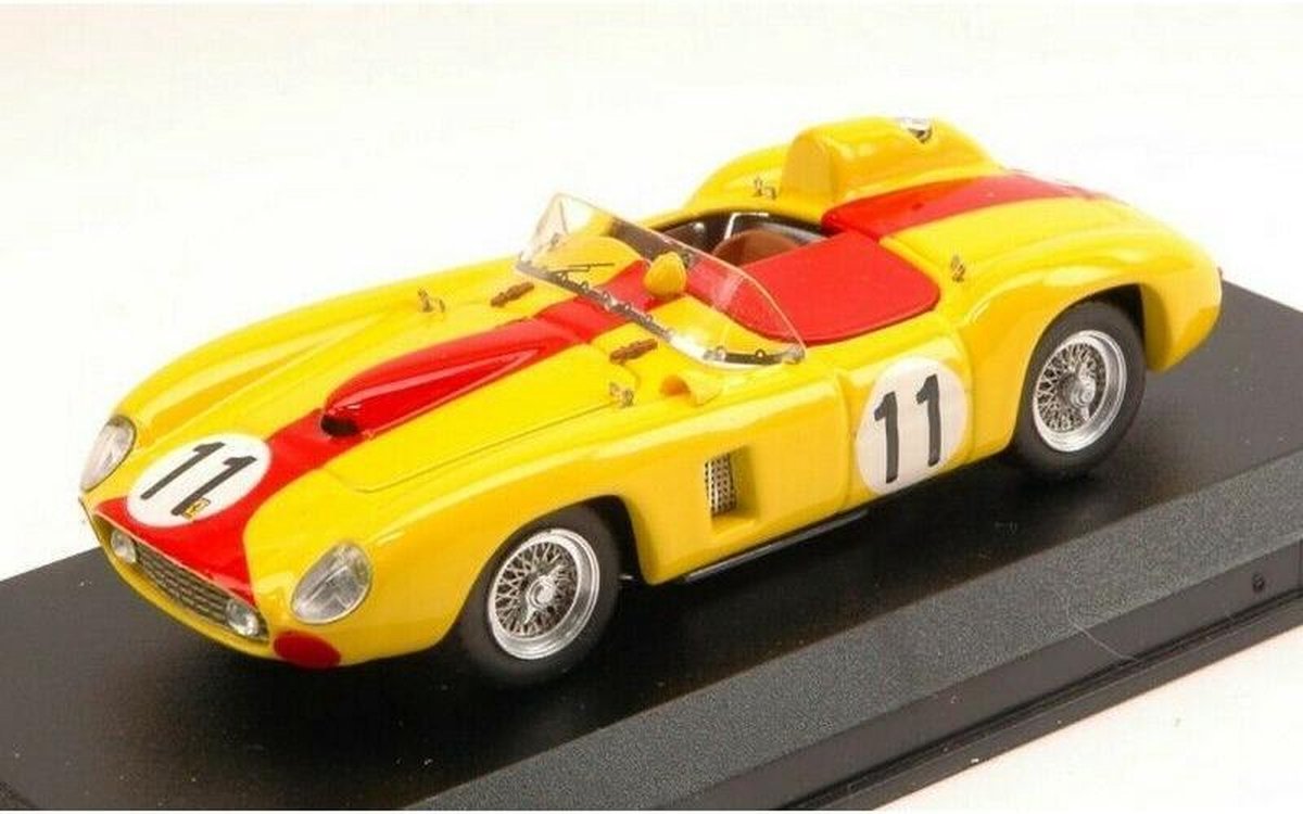 De 1:43 Diecast Modelcar van de Ferrari 290MM 3.5L V12 Spider Team Equipe Nationale Belge #11 van de 24H LeMans in 1957. De coureurs waren J. Swaters en A. De Cagny. De fabrikant van het schaalmodel is Art-Model. Dit model is al