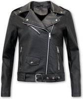 Enos Zwart Biker Jacket Femmes - AY033 - Tailles: S