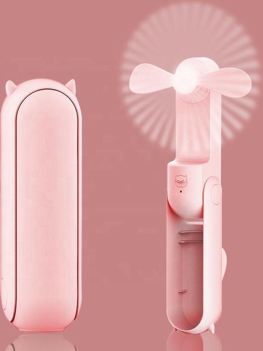 Handventilator met Powerbank Roze