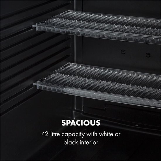 Klarstein Mini-Koelkast Brooklyn 42 Glazen Deur LED 42L - Minikoelkast Minibar Drankkoeler - 12-18°C Compressorkoeling - voor Hotelkamer voor Slaapkamer - Compact - Mini Fridge - Hotelkoelkast - Kleine Koelkast - Compact Koelkast van Klarstein — afbeelding 4