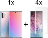 Samsung Galaxy Note 10 Plus hoesje siliconen case transparant - 4x Samsung Galaxy Note 10 Plus Screenprotector UV