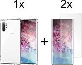 Samsung Galaxy Note 10 Plus hoesje shock proof case transparant - 2x Samsung Galaxy Note 10 Plus Screenprotector UV