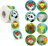 Sluitsticker - Sluitzegel – Dieren Jungle | Aap – Giraffe – Leeuw – Tijger - Zebra | Kaart - Envelop | Envelop stickers | Cadeau - Gift - Cadeauzakje - Traktatie | Leuk inpakken |