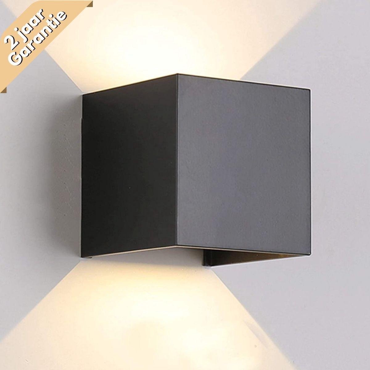 Wandlamp – kubus lamp – voor binnen en buiten – zwart – industrieel – led – 10×10 cm – 12 watt - GGGOODS