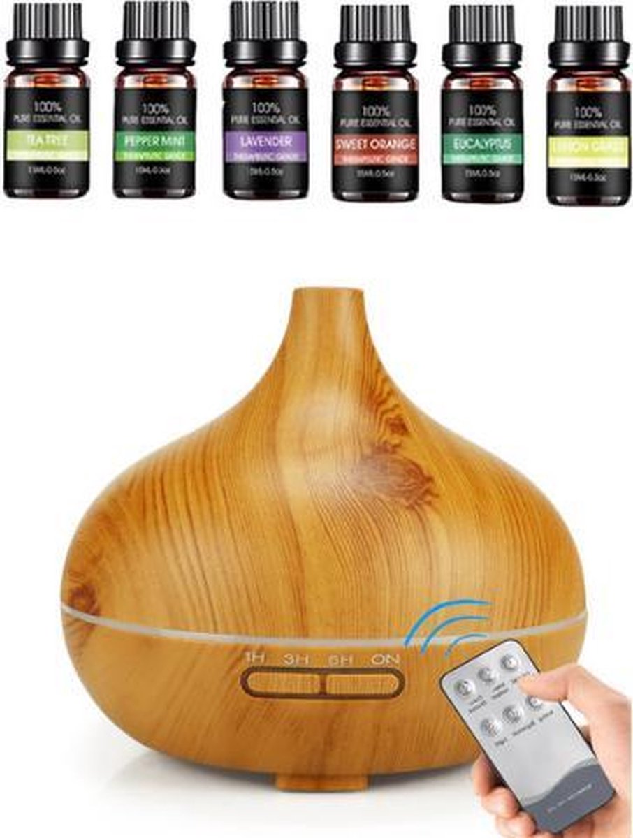 Happygadget aroma diffuser 500 ML met afstandbediening - luchtbevochtiger met aromatherapie - humidifier - geurverspreider - aroma diffuser luchtbevochtiger - HappyGadget