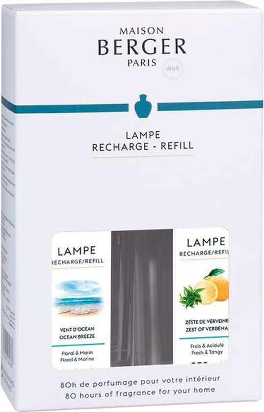 Duopack Lampe Berger Huisparfum Institutionnel 250ml océan breeze + 250 ml zest of verbena