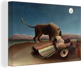 Canvas schilderij 180x120 cm - Wanddecoratie De slapende zigeuner - Henri Rousseau - Muurdecoratie woonkamer - Slaapkamer decoratie - Kamer accessoires - Schilderijen