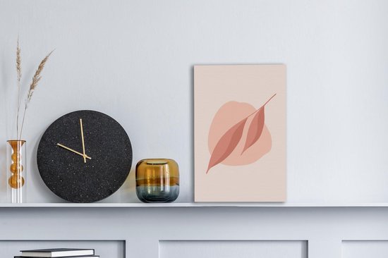 Peintures sur toile - Illustration abstraite d'une feuille rose - 20x30 cm - Décoration murale
