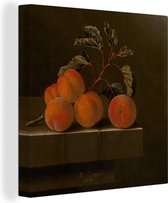 Peintures sur toile - Nature morte aux cinq abricots - peinture d'Adriaen Coorte en découpe. - 90x90 cm - Décoration murale