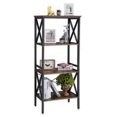 Segenn's Boekenrek in donkerbruin - Opslagplank  - Woonkamer Plank - Ladderplank - Slapkamer Plank 56 x 34 x 131 cm