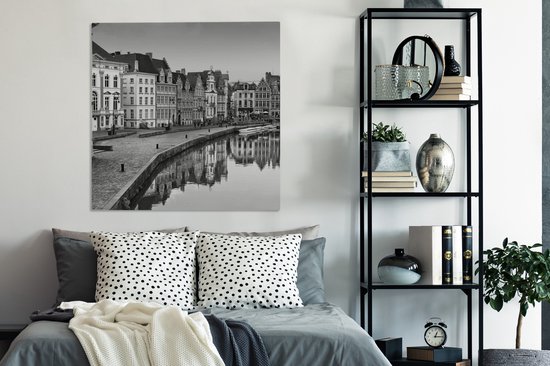 Peintures sur toile - Centre Historique de Gand - noir et blanc - 90x90 cm - Décoration murale