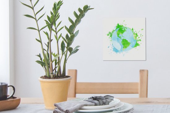 Peintures sur Toile - Illustration Splashing Globe - 20x20 cm - Décoration Décoration murale