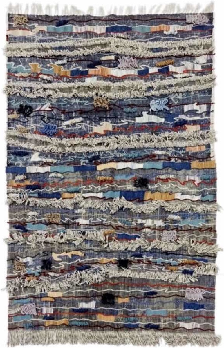 Fine Asianliving Indisch Vloerkleed Handgemaakt 150x240cm Katoenen Dhurrie Met Borduursel