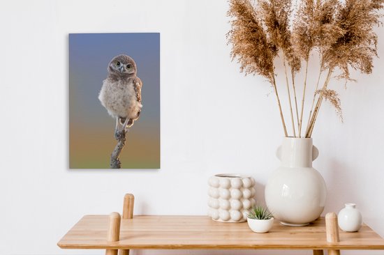 Peintures sur toile - Hibou sur branche - 20x30 cm - Art Décoration murale