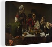 Canvas Schilderij Avondmaal in Emmaüs- Schilderij van Caravaggio - 80x60 cm - Wanddecoratie
