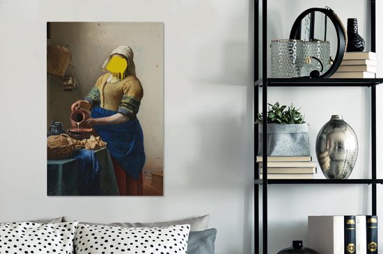 Canvas Schilderij Melkmeisje - Johannes Vermeer - Verf - 60x90 cm - Wanddecoratie - OneMillionCanvasses