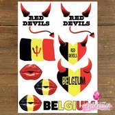 GetGlitterBaby - Plak Tattoos Voetbal / Tijdelijke Tattoo Sticker / Nep Tatoeage / Gezicht en Lichaam Schmink Versiering - België / Belgium / Belgische Vlag / Rode Duivels / Red De