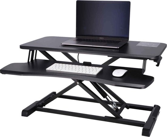 FlexyStands™ Sit-Stand Desk Ressort à gaz - Table pour ordinateur portable - Sit Stand Desk - Table d'ordinateur - Assis Stand Riser - Table de bureau - Groot écran et dessus de clavier - Espace pour 2 Escrime - Nouveau modèle 2021