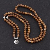 Mala ketting 108 kralen hout Ohm - Armband Tibetaanse Rozenkrans Vrouwen / Mannen - Boeddha - Yoga - Meditatie - Buddha - Om - houten kralenketting