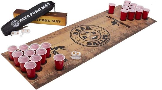 Original Party® Beer Pong tafel mat compleet met 50 bekers, 4 bier-pong ballen en 2 houders - Beer Pong Tafel - Beerpong set - Table - Opklapbaar - Bierponglenhouders - cadeau geven