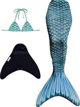 Marine Blue zeemeerminstaart maat 122-128 (6) met monovin met voetvakken en bikini top