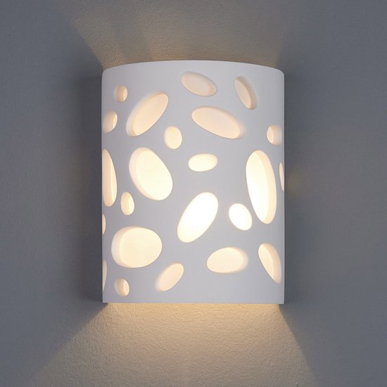 Lindby - wandlamp - 1licht - gips, metaal, kunststof - H: 22.5 cm - E14 - wit