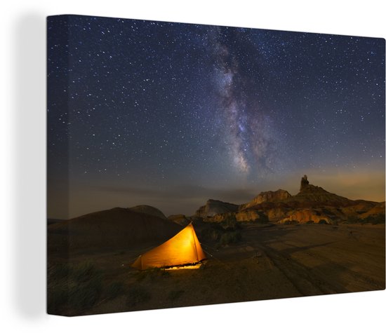 Une tente lumineuse dans un paysage de montagne 30x20 cm - petit - Tirage photo sur toile (Décoration murale salon / chambre)