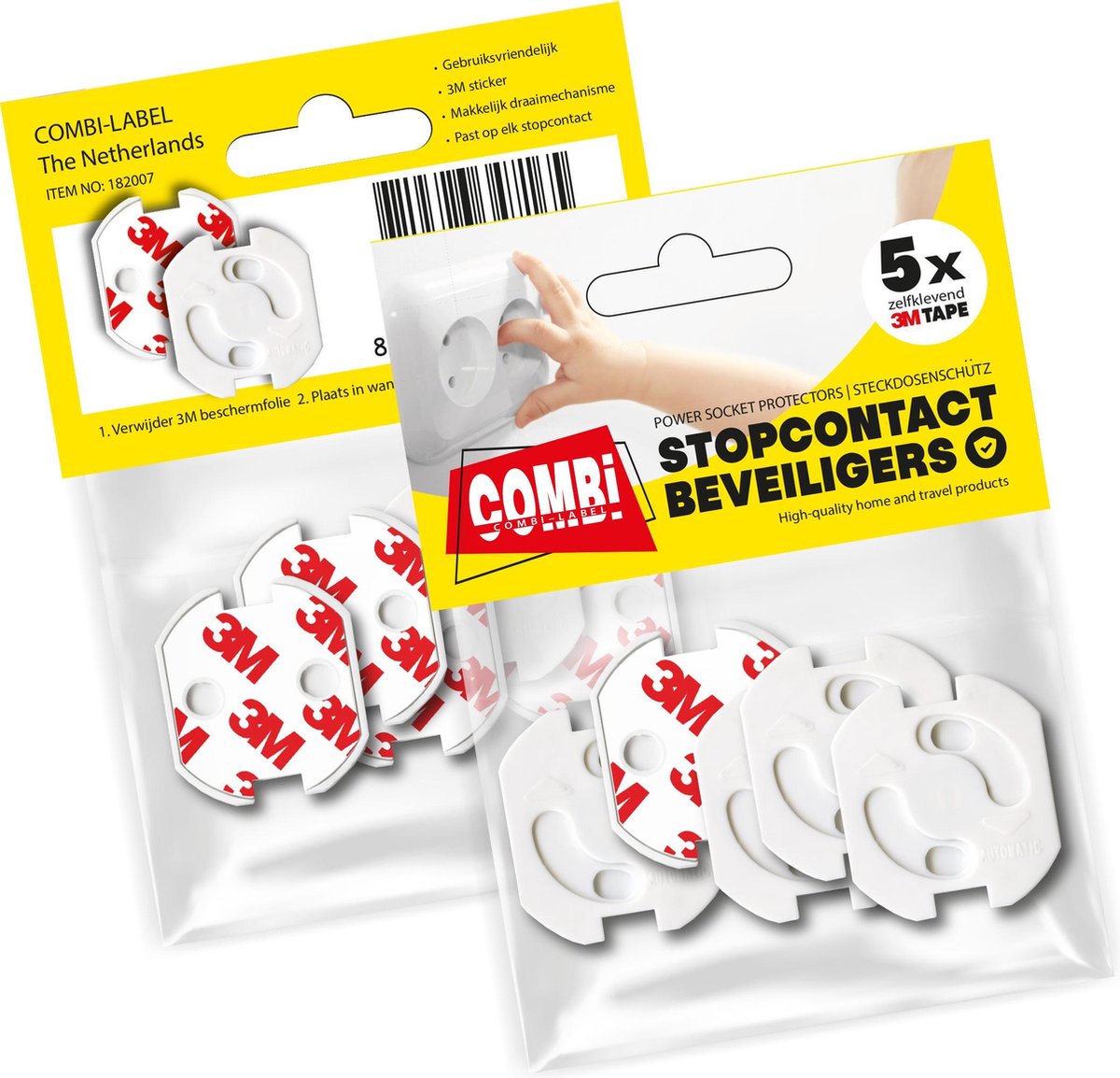 3M Zelfklevende stopcontact beveiliging 50 stuks - Combi-Label Stopcontactbeveiliging - Stopcontactbeschermer - Stopcontactbeveiliger - Stopcontactbescherming - Kinderbeveiliging - Kind - Baby