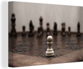 Canvas Schilderij Wit verliest met schaken - 120x80 cm - Wanddecoratie