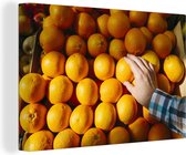 Les oranges sur une toile de marché aux fruits 90x60 cm - Tirage photo sur toile (Décoration murale salon / chambre)
