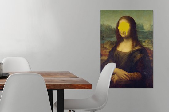 Canvas Schilderij Mona Lisa - Leonardo da Vinci - Geel - 60x90 cm - Wanddecoratie - OneMillionCanvasses