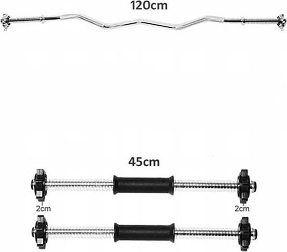 Halterset – Gewichtenset – Fitness set – Dumbbell set – Halterstangset 48 kg + 3 STANGEN – foto 5