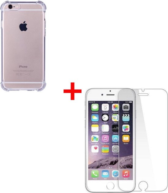 iPhone 6/6s shockproof clear case + gratis screenprotector - tpu - | bol.com