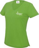 FitProWear Sportshirt V-hals Dames -Groen - Maat S - Sportshirt - T-Shirt - Sportkleding - Sportshirt korte mouwen - Sportshirt Polyester - Dames Shirt - Shirt met V-Hals - Fitness