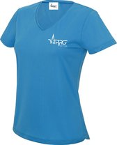 FitProWear Sportshirt V-hals Dames -Blauw - Maat XL - Sportshirt - T-Shirt - Sportkleding - Sportshirt korte mouwen - Sportshirt Polyester - Dames Shirt - Shirt met V-Hals - Fitnes